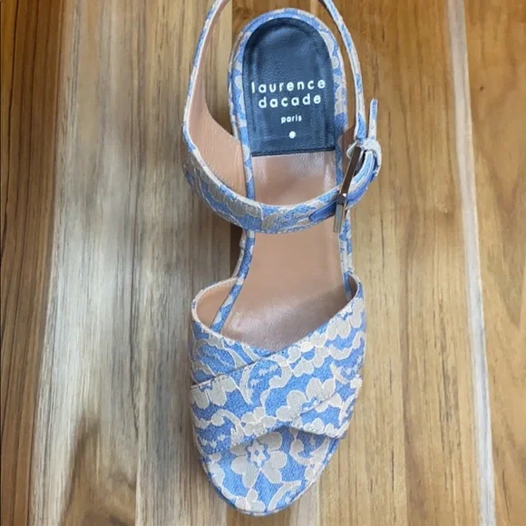 LAURENCE DACADE Helissa Laced Nude Wedge Sandals - Picture 3 of 5